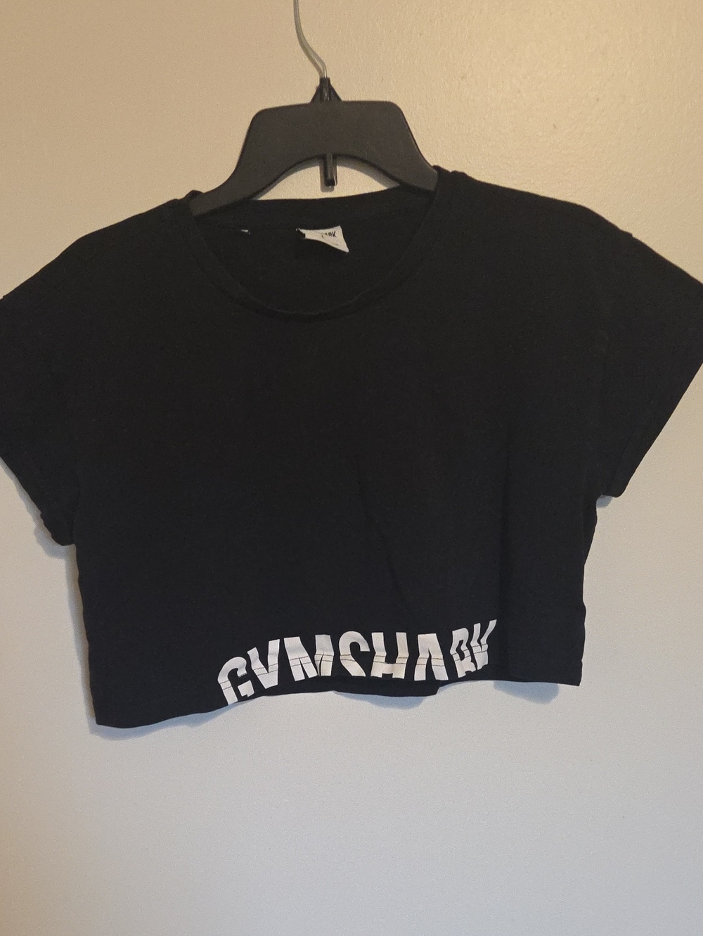 Gymshark Black Crop Tee with White Logo